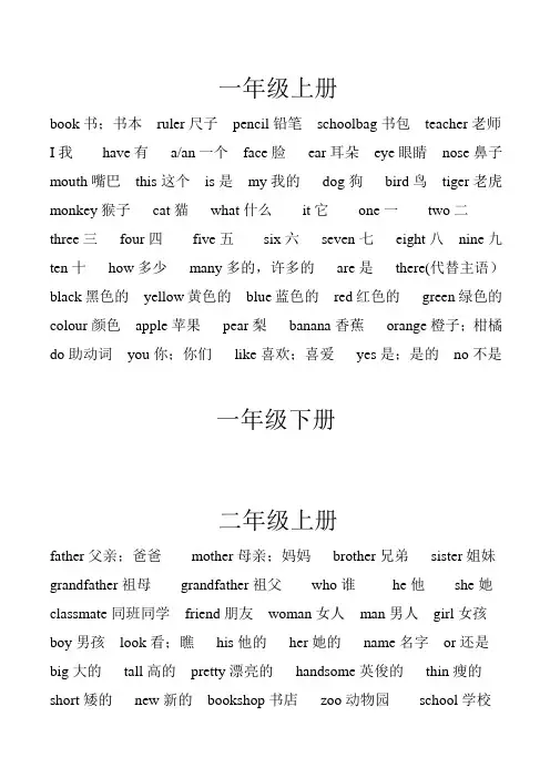 (完整版)人教版新起点教材1至6年级词汇表