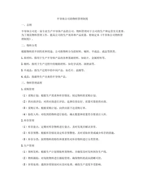 半导体公司的物料管理制度