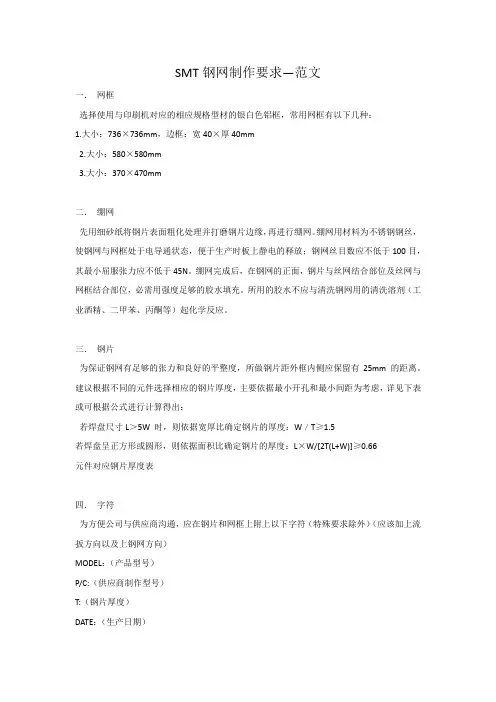 SMT钢网制作要求—范文