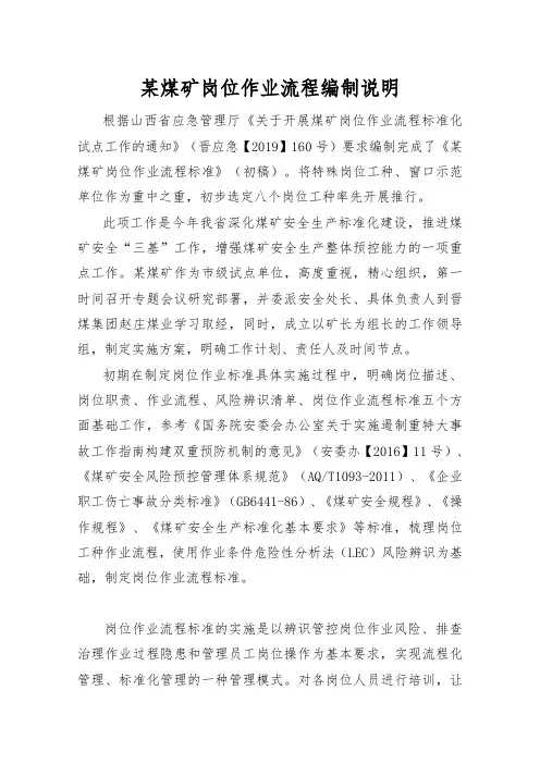 2020年煤矿岗位作业流程标准化