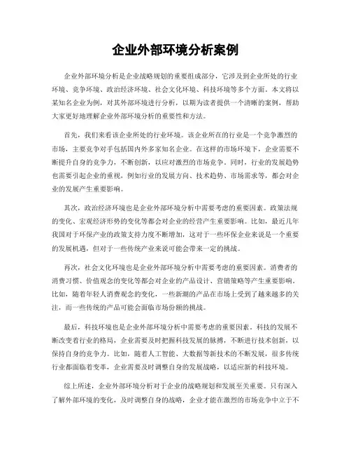 企业外部环境分析案例