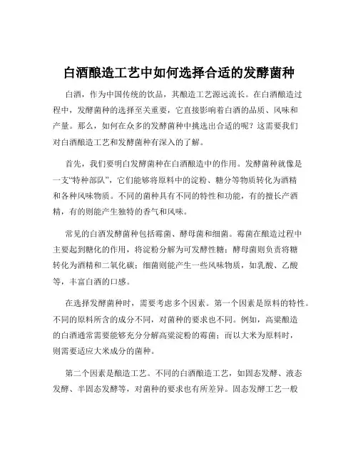 白酒酿造工艺中如何选择合适的发酵菌种