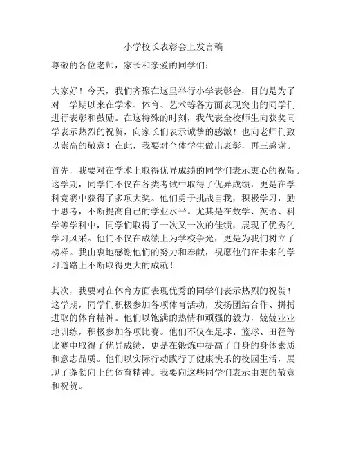 小学校长表彰会上发言稿