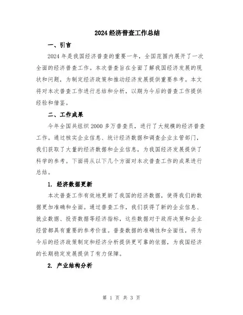 2024经济普查工作总结