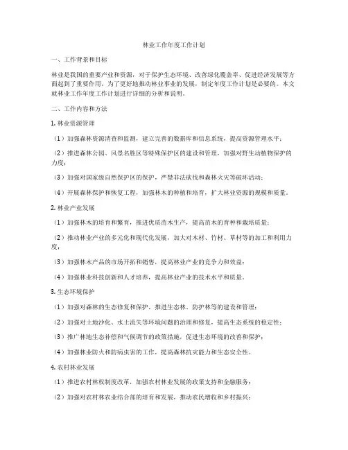 林业工作年度工作计划