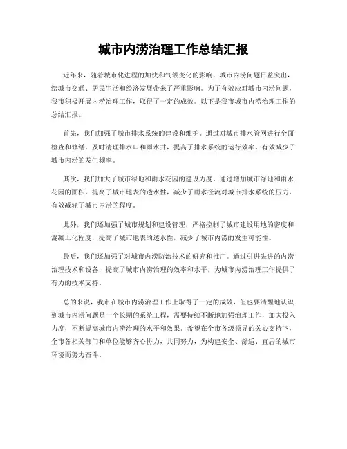 城市内涝治理工作总结汇报
