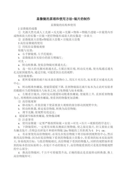 显微镜的原理和使用方法