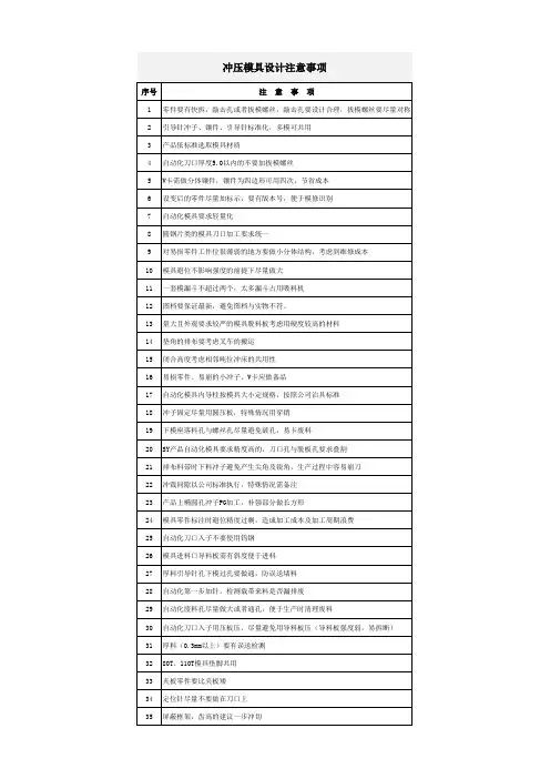 冲压模具设计注意事项-V0