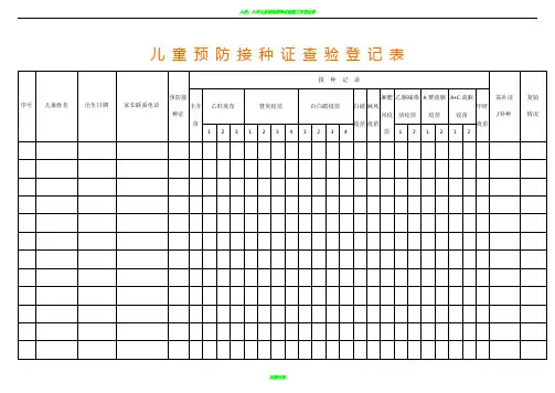 预防接种证查验登记表