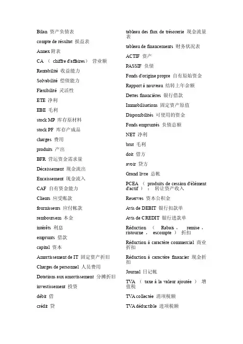 财务报表（翻译词汇）