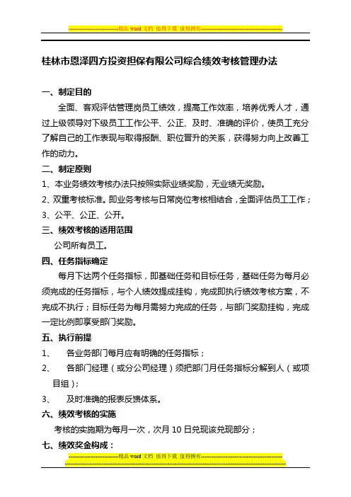 公司绩效考核管理办法(暂行-苏)