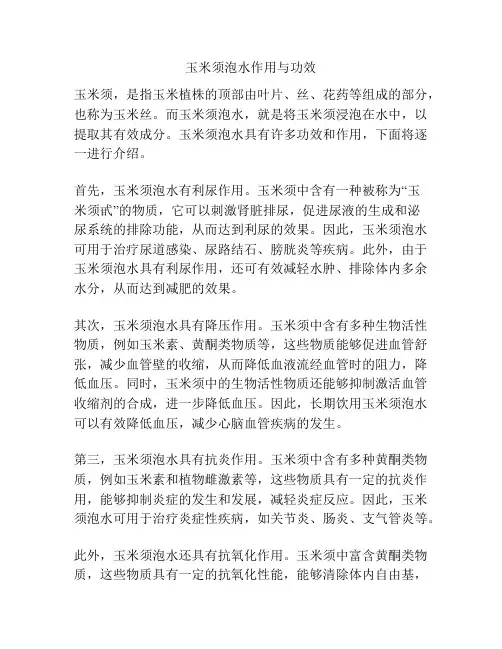 玉米须泡水作用与功效