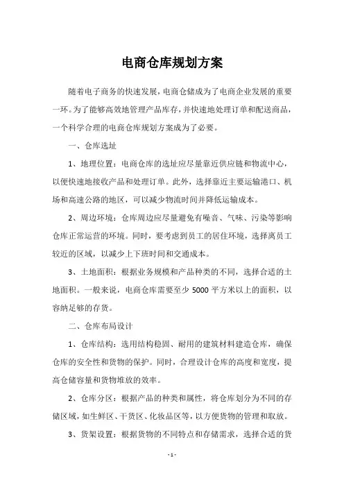 电商仓库规划方案