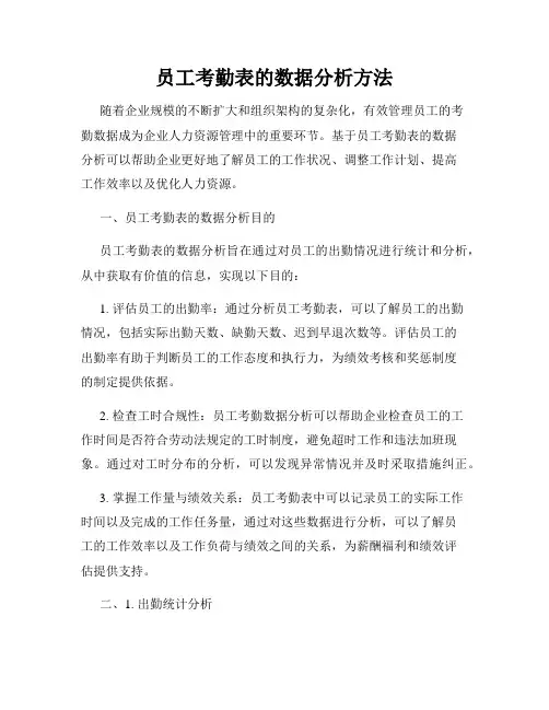 员工考勤表的数据分析方法