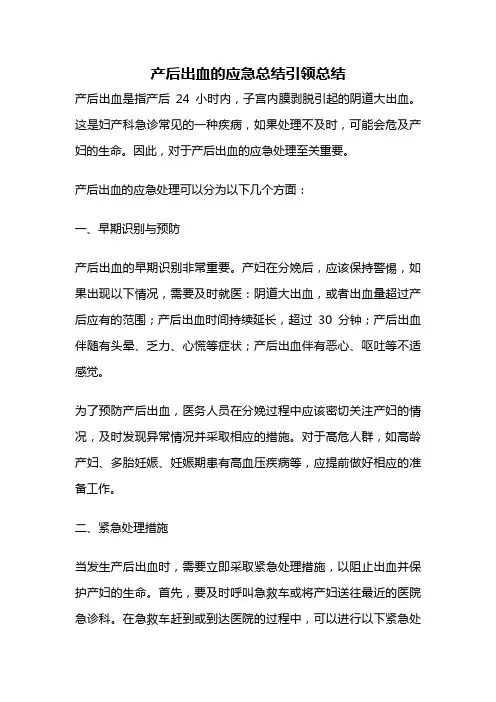 产后出血的应急总结引领总结