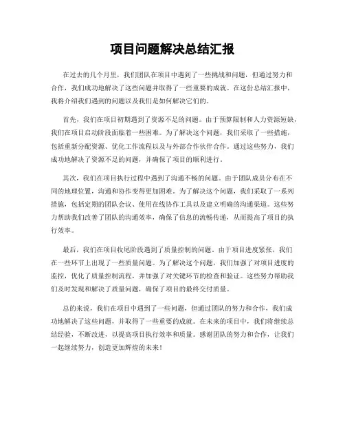 项目问题解决总结汇报
