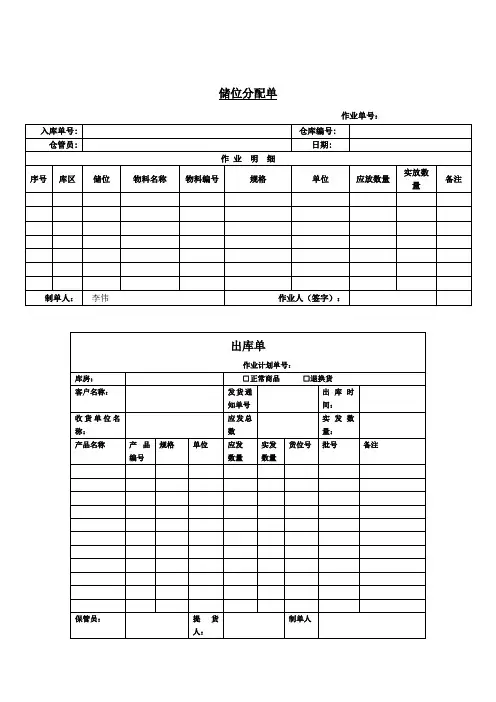 单证表格