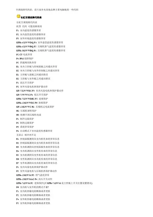 空调故障代码表