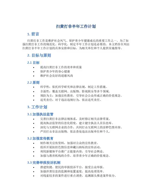 扫黄打非半年工作计划