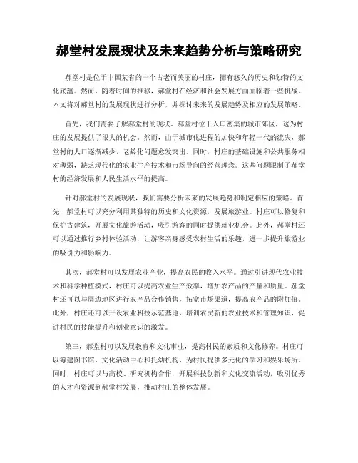 郝堂村发展现状及未来趋势分析与策略研究