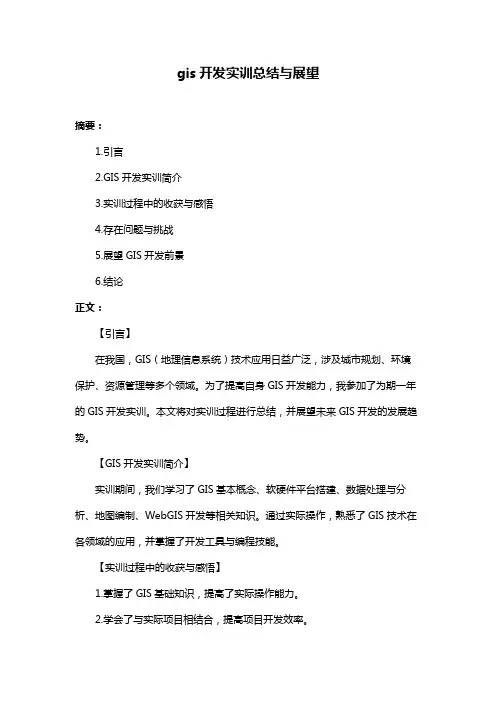 gis开发实训总结与展望