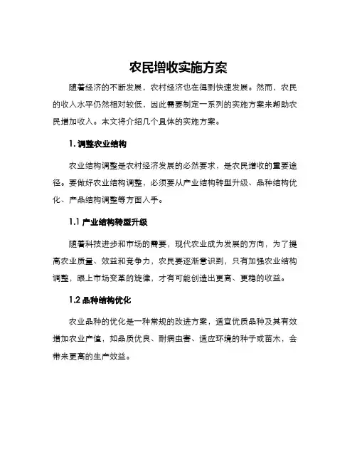 农民增收实施方案