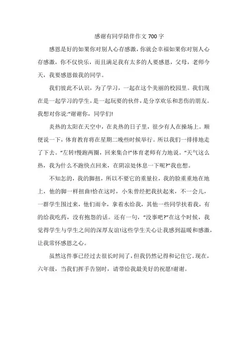 感谢有同学陪伴作文700字