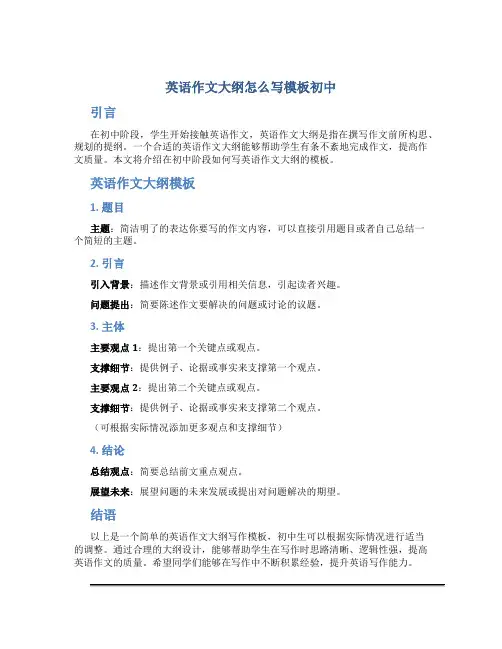 英语作文大纲怎么写模板初中