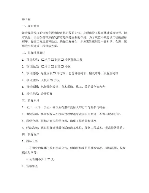 小额建设工程招标方案(3篇)