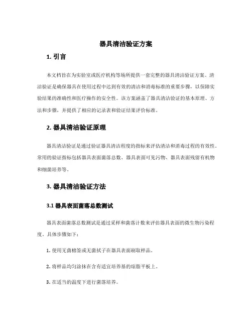 器具清洁验证方案
