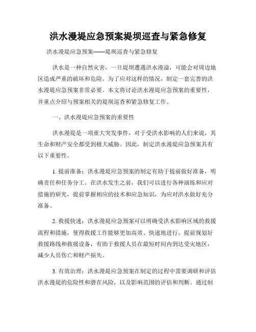 洪水漫堤应急预案堤坝巡查与紧急修复