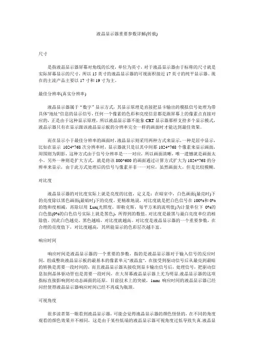 液晶显示器重要参数详解
