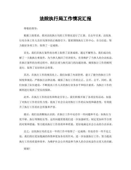 法院执行局工作情况汇报