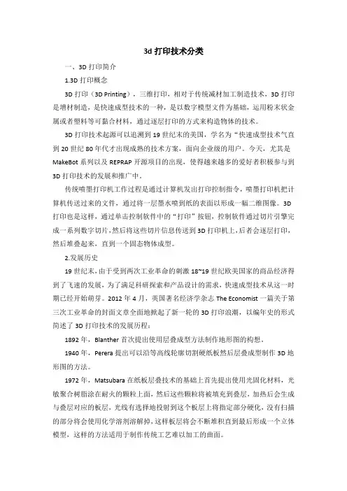 3d打印技术分类