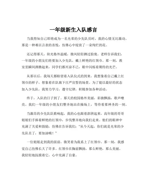 一年级新生入队感言