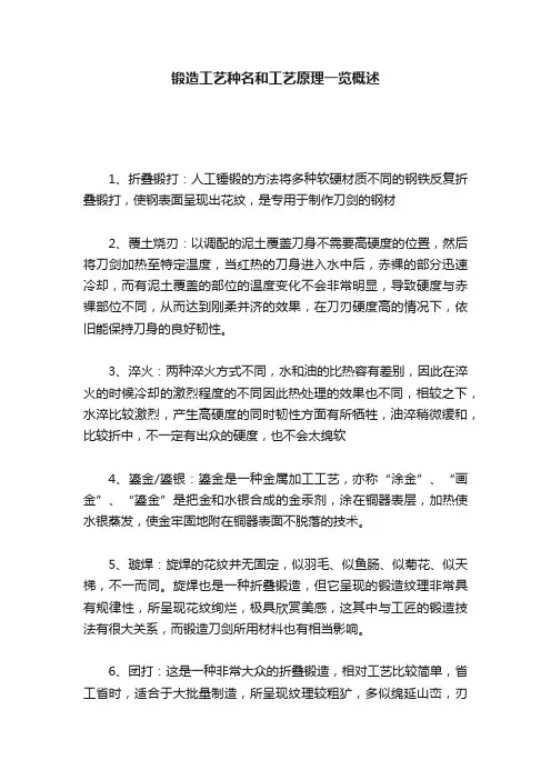 锻造工艺种名和工艺原理一览概述
