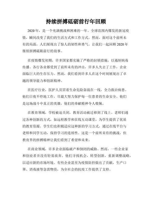 持续拼搏砥砺前行年回顾