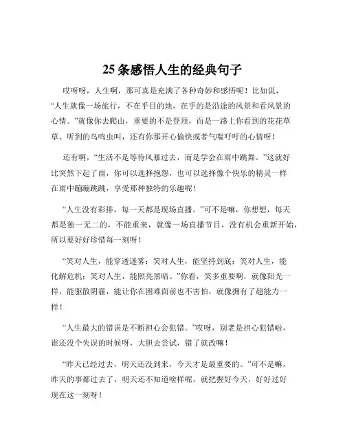 25条感悟人生的经典句子