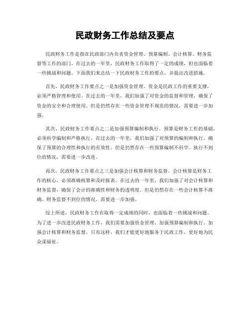 民政财务工作总结及要点