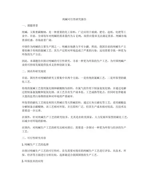 纯碱可行性研究报告