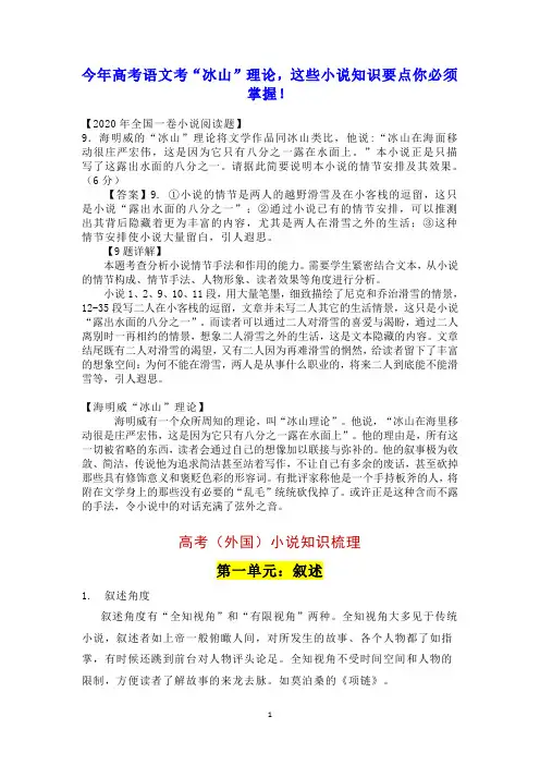 今年高考语文考“冰山”理论,这些小说知识要点你必须掌握!