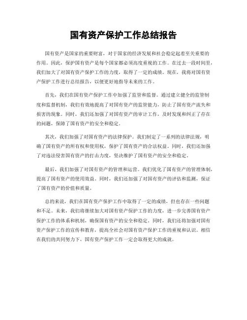国有资产保护工作总结报告
