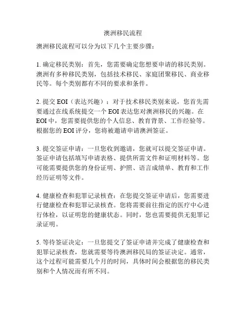 澳洲移民流程