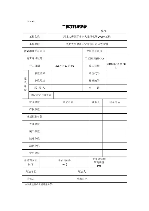 工程项目概况表