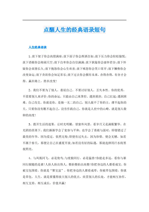 点醒人生的经典语录短句
