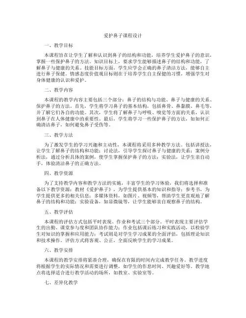 爱护鼻子课程设计