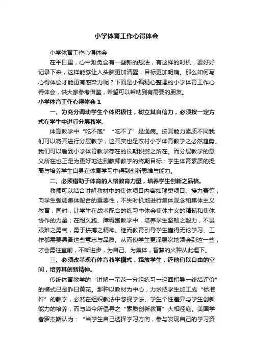 小学体育工作心得体会