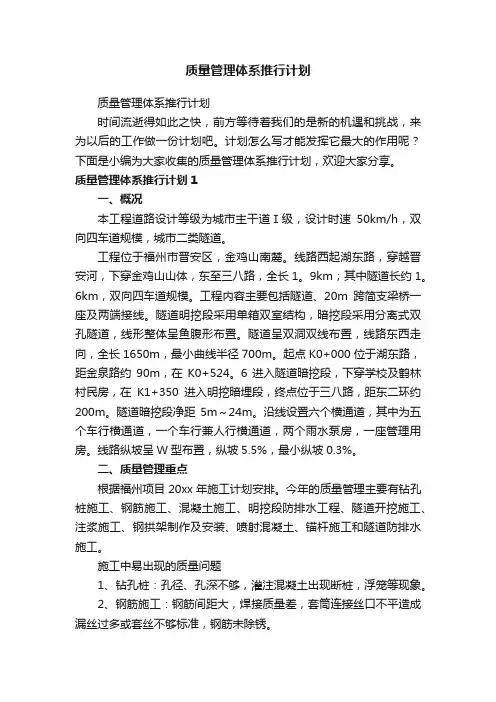 质量管理体系推行计划