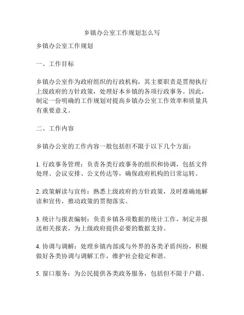 乡镇办公室工作规划怎么写