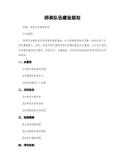 师资队伍建设规划